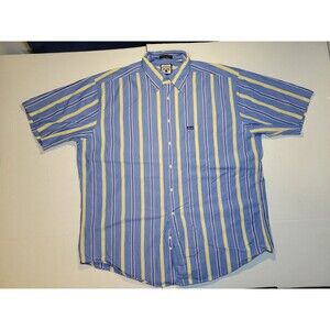 Vintage FACONNABLE Albert‎ Goldberg Mens XL Blue Striped Button Shirt USA Made